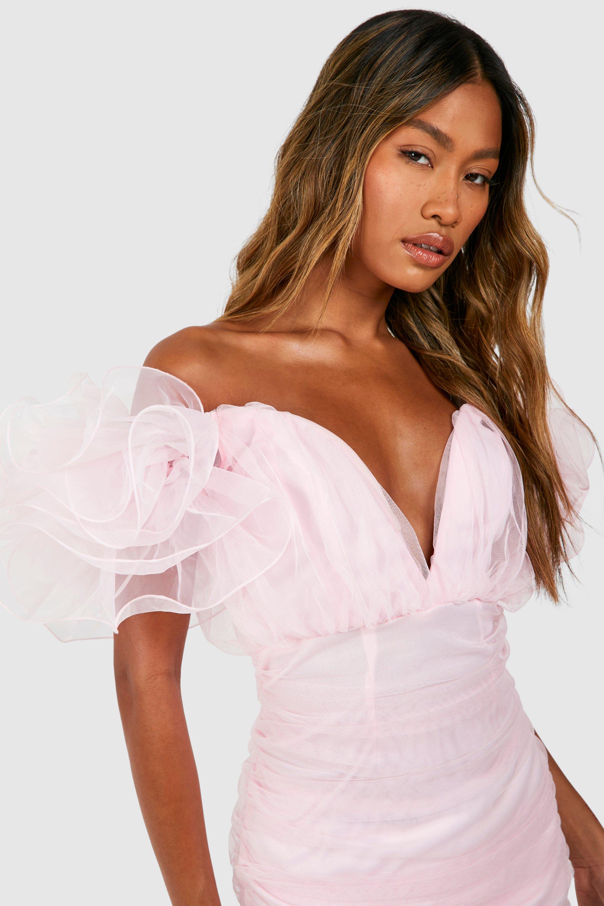 ネットオフ 送料得店  Tulle USA boohoo | Dress Mini Ruched シャツ/ブラウス(長袖/七分)